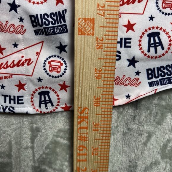 Barstool Sports Tropical Bros White Button Shirt Stars Bussin For The Boys‎ L - Picture 5 of 6